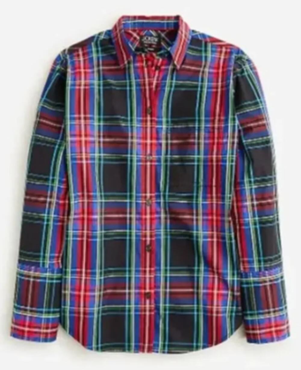 J. Crew Garçon Classic Shirt in Stewart Tartan Cotton Poplin Size 0